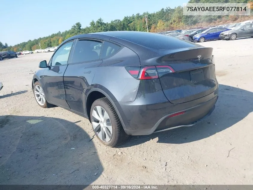 2024 Tesla Model Y VIN: 7SAYGAEE5RF077814 Lot: 40327714