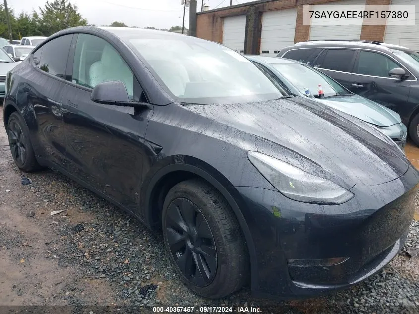 2024 Tesla Model Y Long Range Dual Motor All-Wheel Drive VIN: 7SAYGAEE4RF157380 Lot: 40357457