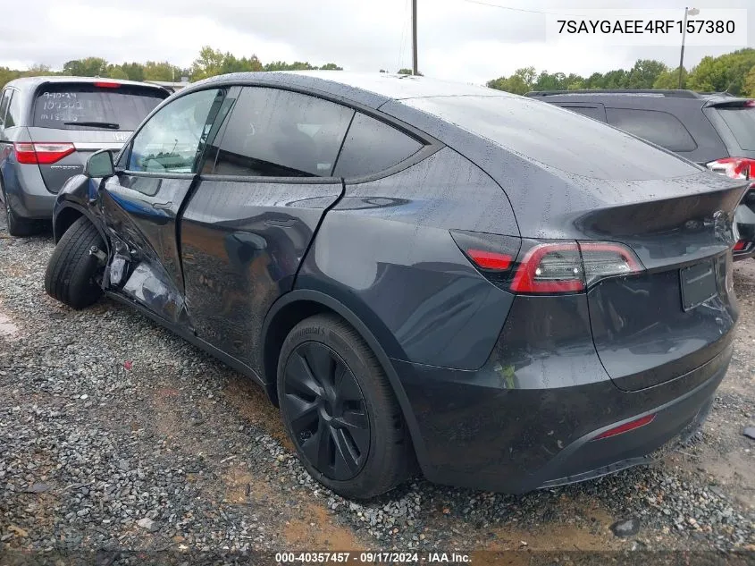 2024 Tesla Model Y Long Range Dual Motor All-Wheel Drive VIN: 7SAYGAEE4RF157380 Lot: 40357457