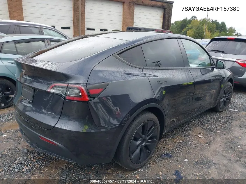 2024 Tesla Model Y Long Range Dual Motor All-Wheel Drive VIN: 7SAYGAEE4RF157380 Lot: 40357457