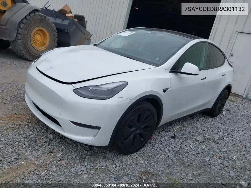 2024 Tesla Model Y Long Range Dual Motor All-Wheel Drive/Rwd VIN: 7SAYGDED8RA301132 Lot: 40359104