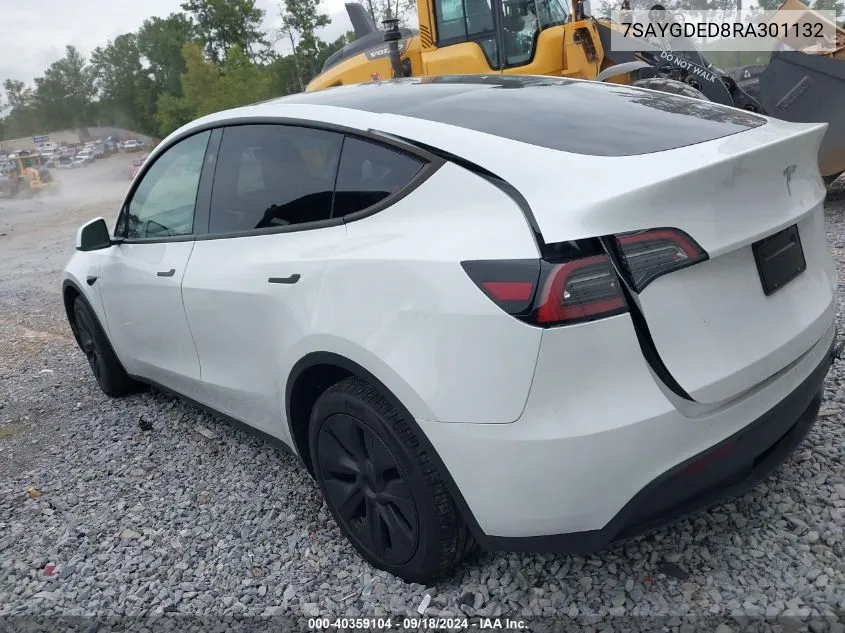 2024 Tesla Model Y Long Range Dual Motor All-Wheel Drive/Rwd VIN: 7SAYGDED8RA301132 Lot: 40359104