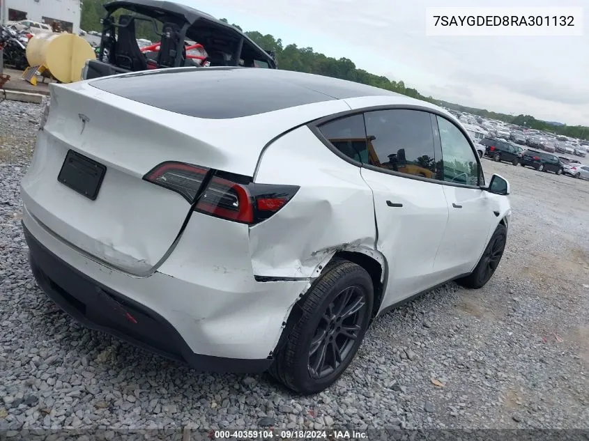 2024 Tesla Model Y Long Range Dual Motor All-Wheel Drive/Rwd VIN: 7SAYGDED8RA301132 Lot: 40359104