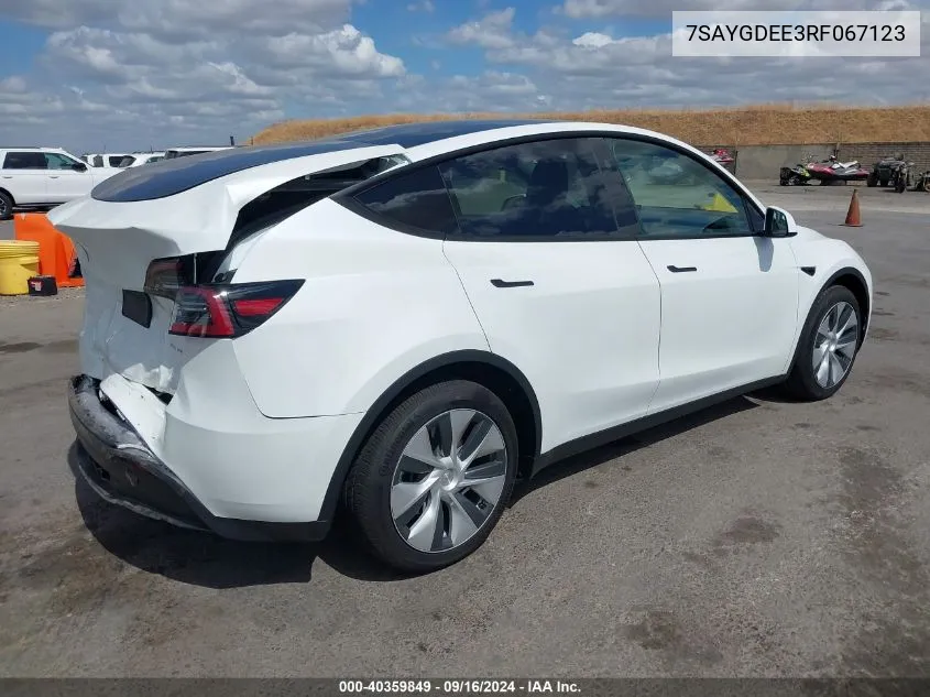 2024 Tesla Model Y Long Range Dual Motor All-Wheel Drive VIN: 7SAYGDEE3RF067123 Lot: 40359849