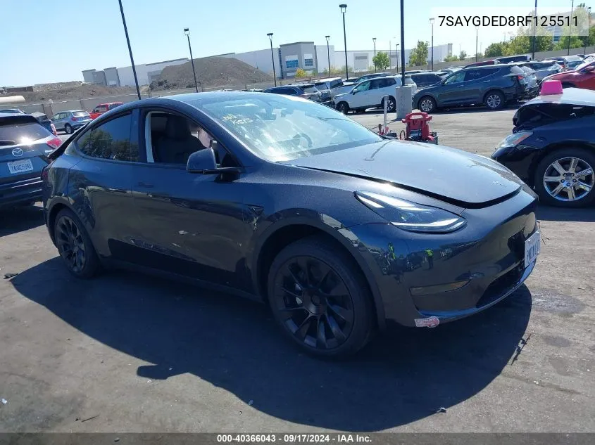 2024 Tesla Model Y Long Range Dual Motor All-Wheel Drive/Rwd VIN: 7SAYGDED8RF125511 Lot: 40366043