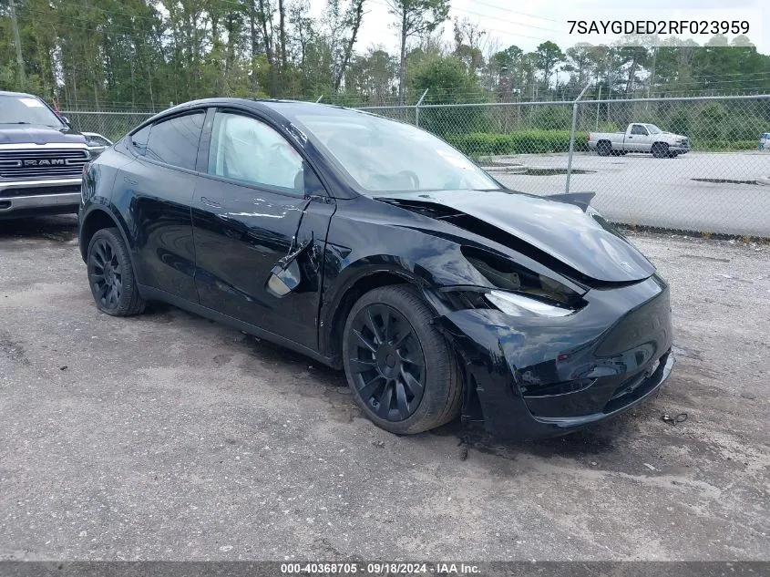 2024 Tesla Model Y Long Range Dual Motor All-Wheel Drive/Rwd VIN: 7SAYGDED2RF023959 Lot: 40368705