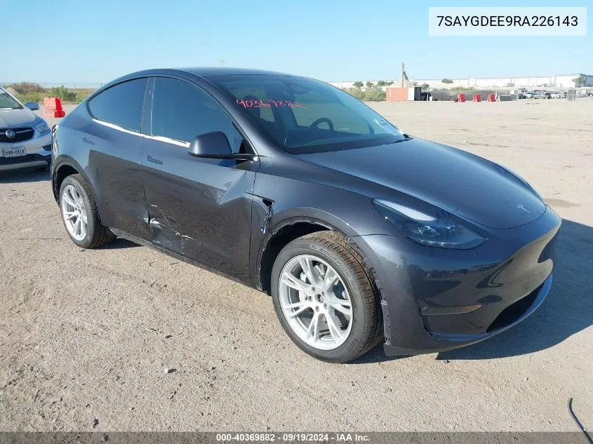 2024 Tesla Model Y Long Range Dual Motor All-Wheel Drive VIN: 7SAYGDEE9RA226143 Lot: 40369882