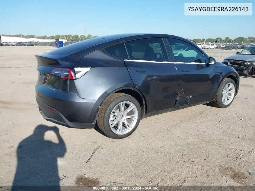 2024 Tesla Model Y Long Range Dual Motor All-Wheel Drive VIN: 7SAYGDEE9RA226143 Lot: 40369882