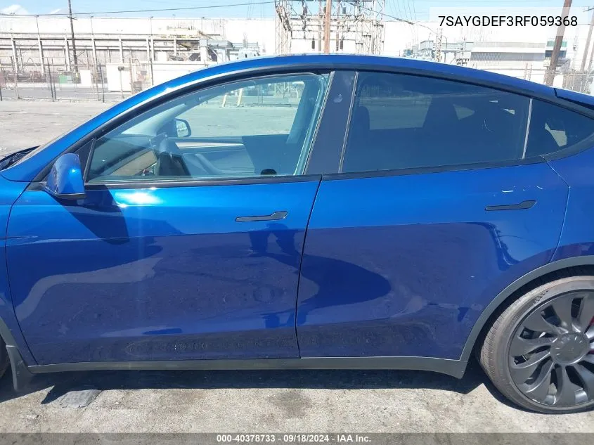 2024 Tesla Model Y Performance Dual Motor All-Wheel Drive VIN: 7SAYGDEF3RF059368 Lot: 40378733