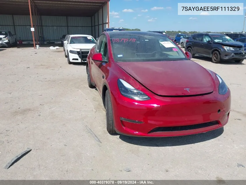 2024 Tesla Model Y Long Range Dual Motor All-Wheel Drive VIN: 7SAYGAEE5RF111329 Lot: 40379378