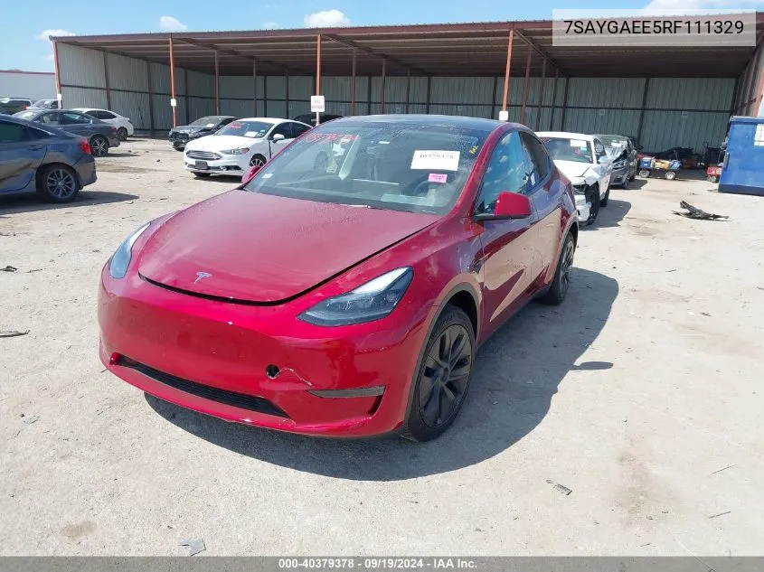 2024 Tesla Model Y Long Range Dual Motor All-Wheel Drive VIN: 7SAYGAEE5RF111329 Lot: 40379378