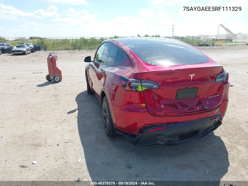 2024 Tesla Model Y Long Range Dual Motor All-Wheel Drive VIN: 7SAYGAEE5RF111329 Lot: 40379378