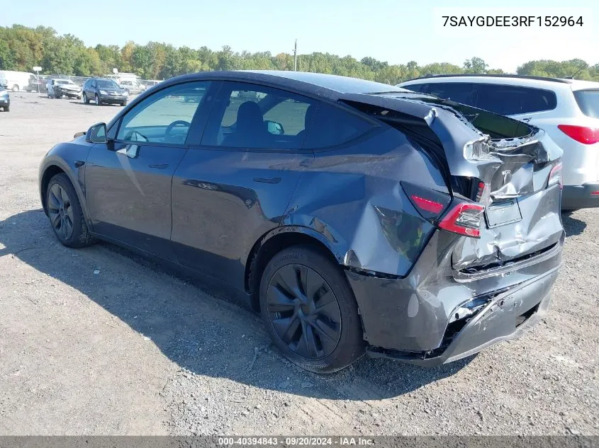 2024 Tesla Model Y Long Range Dual Motor All-Wheel Drive VIN: 7SAYGDEE3RF152964 Lot: 40394843