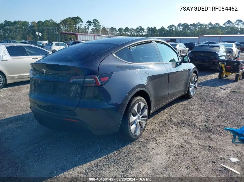 2024 Tesla Model Y Long Range Dual Motor All-Wheel Drive/Rwd VIN: 7SAYGDED1RF084462 Lot: 40400145