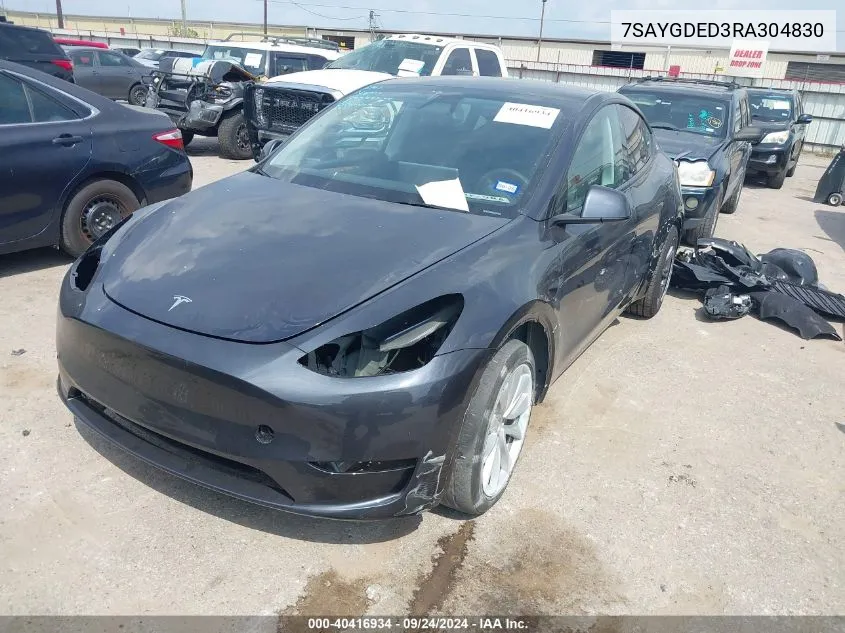 2024 Tesla Model Y VIN: 7SAYGDED3RA304830 Lot: 40416934