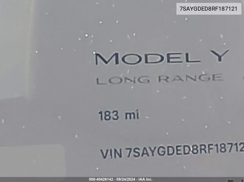 7SAYGDED8RF187121 2024 Tesla Model Y