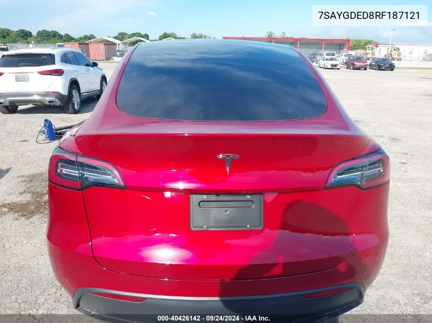 2024 Tesla Model Y VIN: 7SAYGDED8RF187121 Lot: 40426142