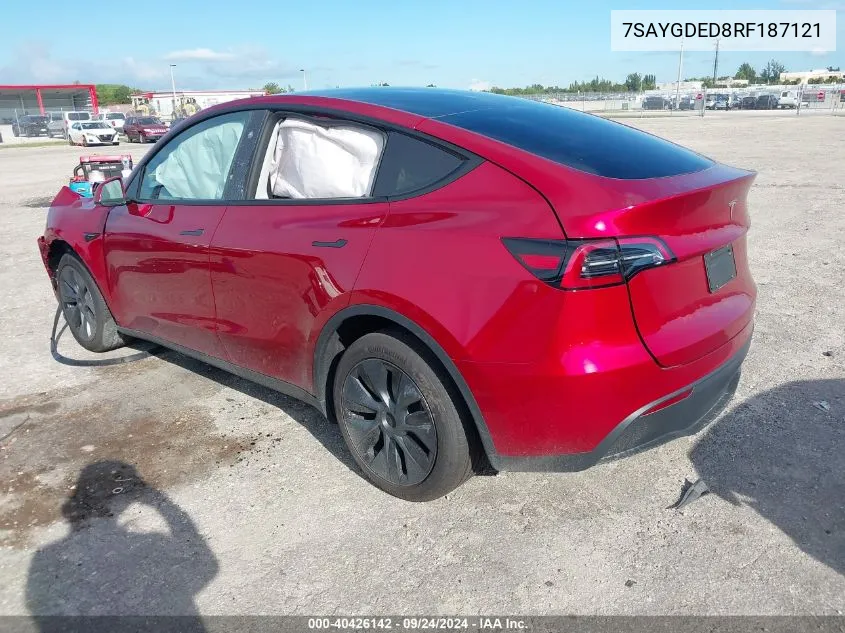 2024 Tesla Model Y VIN: 7SAYGDED8RF187121 Lot: 40426142