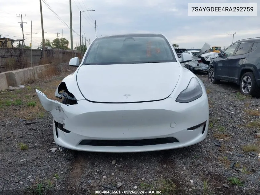 7SAYGDEE4RA292759 2024 Tesla Model Y