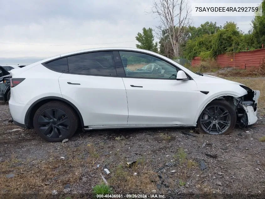 7SAYGDEE4RA292759 2024 Tesla Model Y