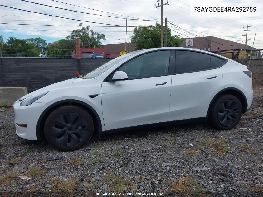 7SAYGDEE4RA292759 2024 Tesla Model Y