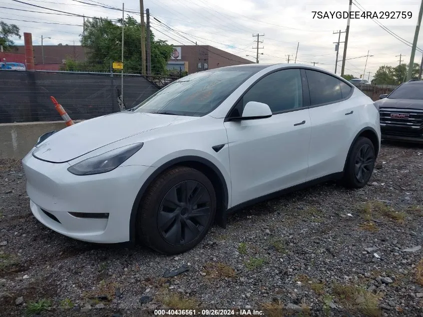 7SAYGDEE4RA292759 2024 Tesla Model Y