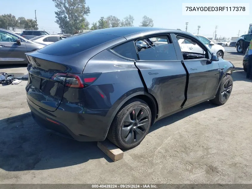 7SAYGDED3RF117378 2024 Tesla Model Y Long Range Dual Motor All-Wheel Drive/Rwd