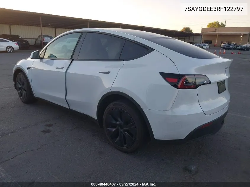 2024 Tesla Model Y Long Range Dual Motor All-Wheel Drive VIN: 7SAYGDEE3RF122797 Lot: 40440437