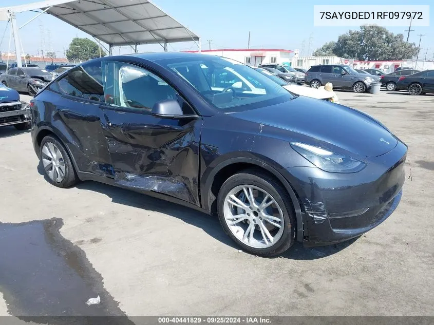 2024 Tesla Model Y Long Range Dual Motor All-Wheel Drive/Rwd VIN: 7SAYGDED1RF097972 Lot: 40441829