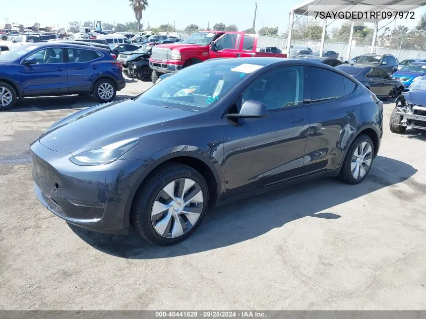 2024 Tesla Model Y Long Range Dual Motor All-Wheel Drive/Rwd VIN: 7SAYGDED1RF097972 Lot: 40441829