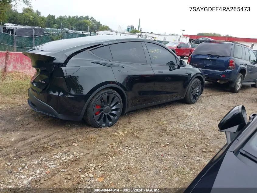 2024 Tesla Model Y Performance Dual Motor All-Wheel Drive VIN: 7SAYGDEF4RA265473 Lot: 40444914