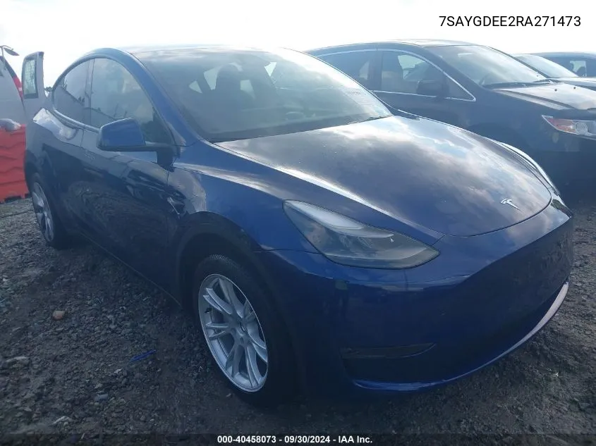 2024 Tesla Model Y Long Range Dual Motor All-Wheel Drive VIN: 7SAYGDEE2RA271473 Lot: 40458073