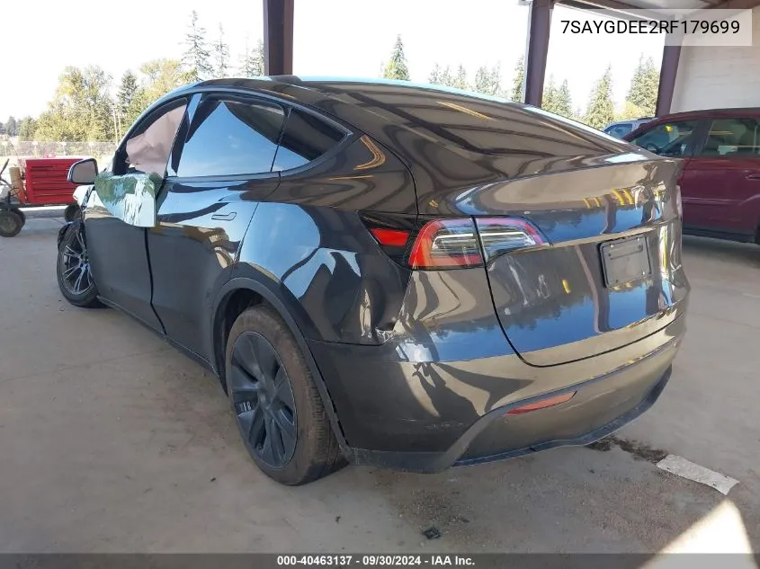 2024 Tesla Model Y VIN: 7SAYGDEE2RF179699 Lot: 40463137