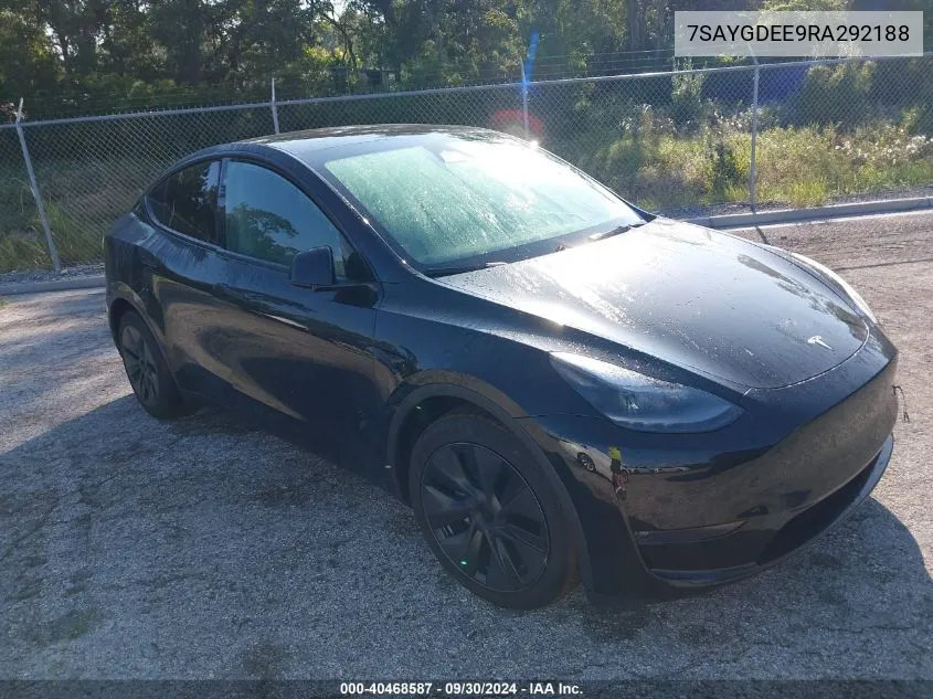 2024 Tesla Model Y VIN: 7SAYGDEE9RA292188 Lot: 40468587