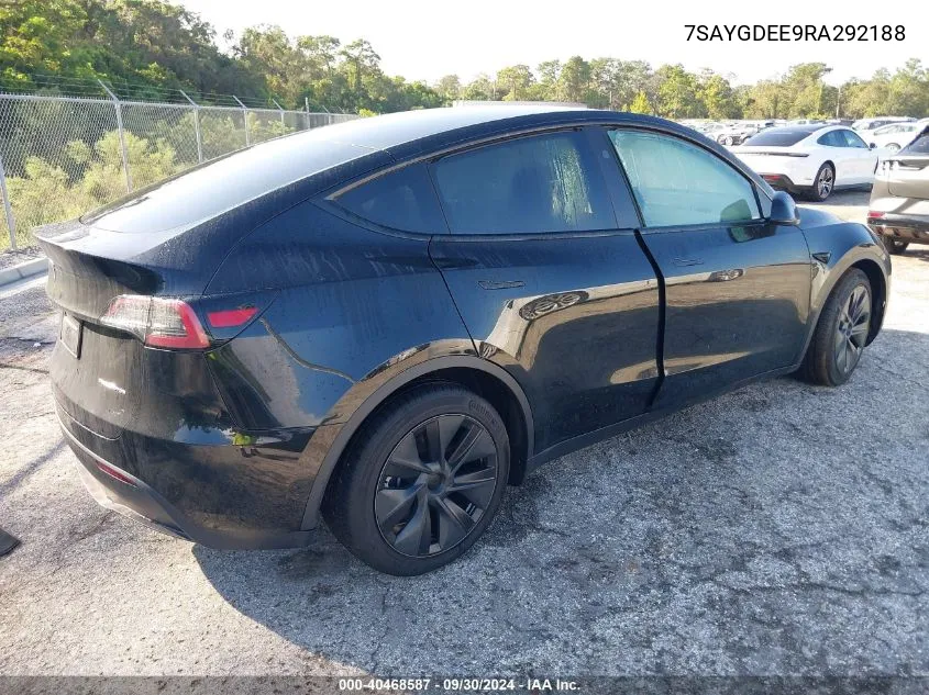 2024 Tesla Model Y VIN: 7SAYGDEE9RA292188 Lot: 40468587