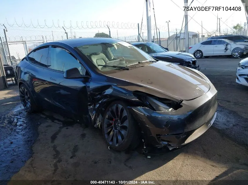 7SAYGDEF7RF104408 2024 Tesla Model Y