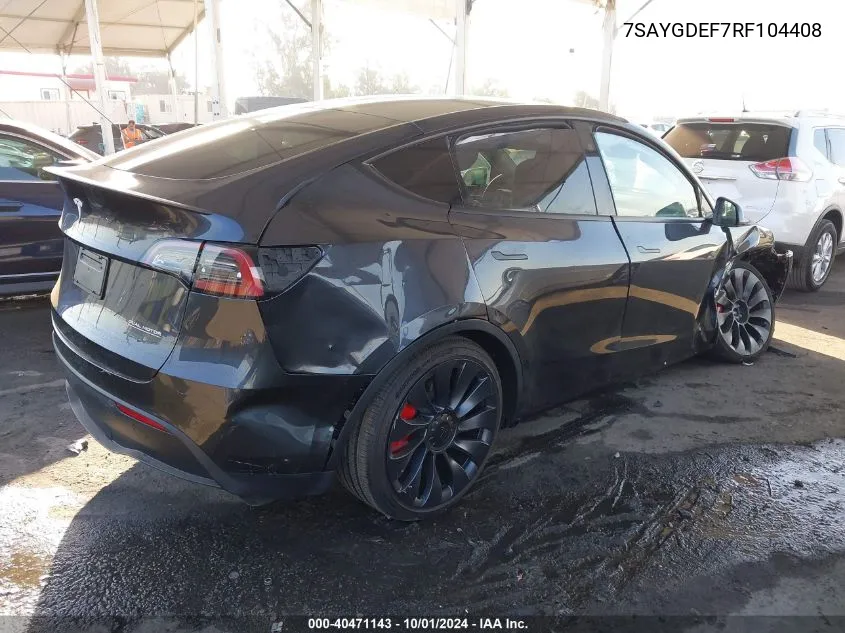 7SAYGDEF7RF104408 2024 Tesla Model Y