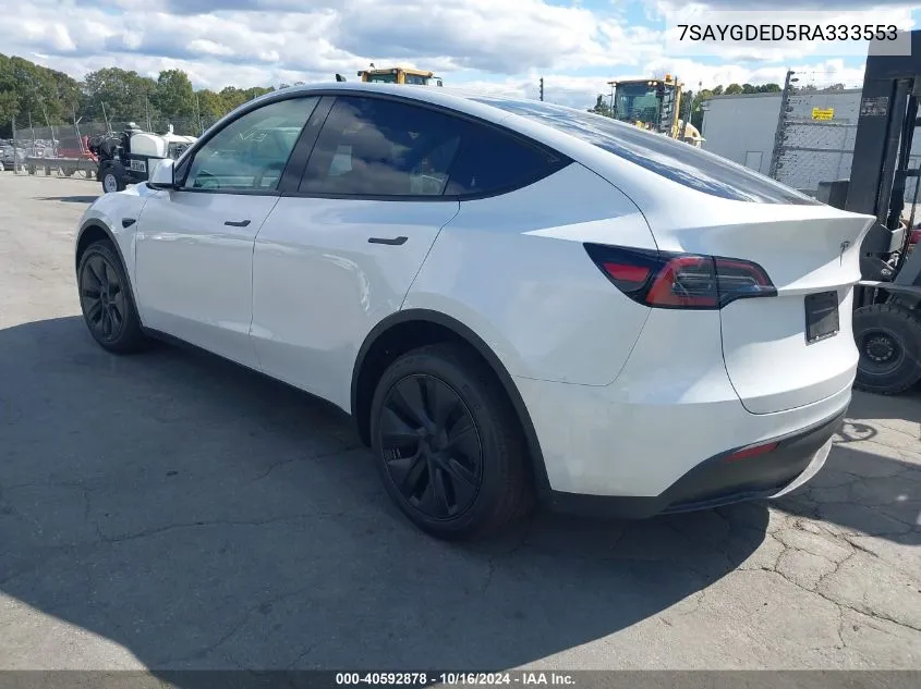 2024 Tesla Model Y Long Range Dual Motor All-Wheel Drive/Rwd VIN: 7SAYGDED5RA333553 Lot: 40809117