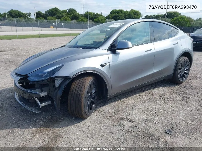 2024 Tesla Model Y Performance Dual Motor All-Wheel Drive VIN: 7SAYGDEF6RA293470 Lot: 40627814