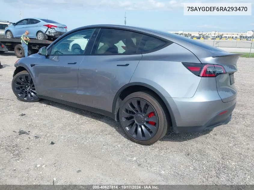 2024 Tesla Model Y Performance Dual Motor All-Wheel Drive VIN: 7SAYGDEF6RA293470 Lot: 40627814