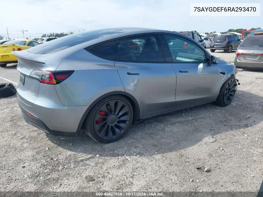 2024 Tesla Model Y Performance Dual Motor All-Wheel Drive VIN: 7SAYGDEF6RA293470 Lot: 40627814