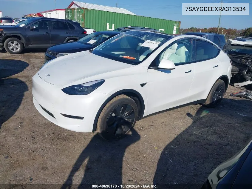 2024 Tesla Model Y Long Range Dual Motor All-Wheel Drive VIN: 7SAYGDEEXRA313534 Lot: 40696170