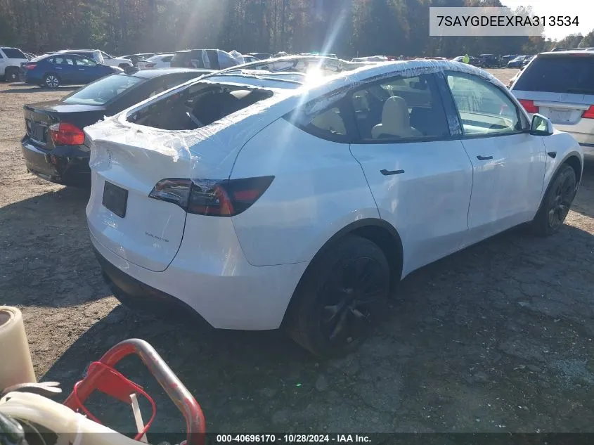 2024 Tesla Model Y Long Range Dual Motor All-Wheel Drive VIN: 7SAYGDEEXRA313534 Lot: 40696170