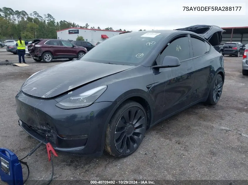 2024 Tesla Model Y Performance Dual Motor All-Wheel Drive VIN: 7SAYGDEF5RA288177 Lot: 40709492