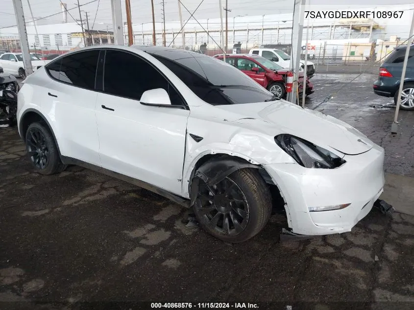 2024 Tesla Model Y Long Range Dual Motor All-Wheel Drive/Rwd VIN: 7SAYGDEDXRF108967 Lot: 40868576