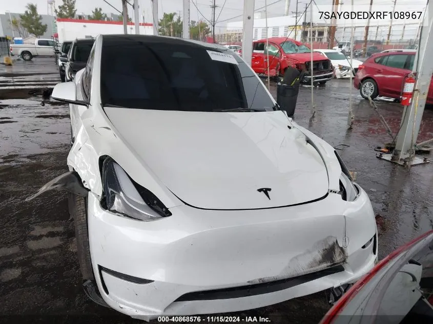 2024 Tesla Model Y Long Range Dual Motor All-Wheel Drive/Rwd VIN: 7SAYGDEDXRF108967 Lot: 40868576