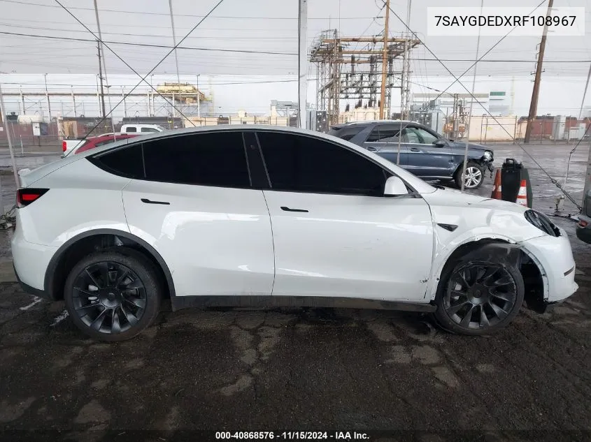 2024 Tesla Model Y Long Range Dual Motor All-Wheel Drive/Rwd VIN: 7SAYGDEDXRF108967 Lot: 40868576