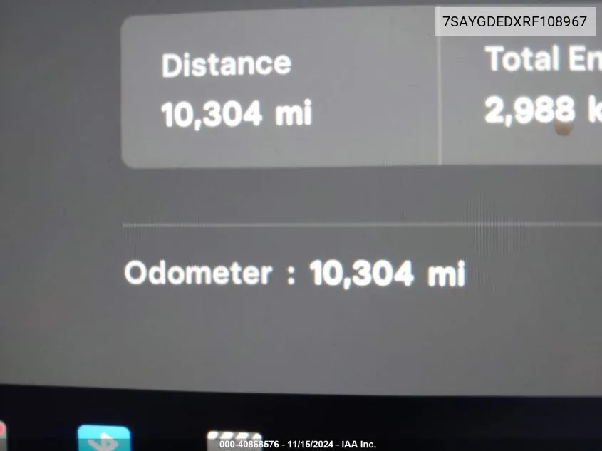 2024 Tesla Model Y Long Range Dual Motor All-Wheel Drive/Rwd VIN: 7SAYGDEDXRF108967 Lot: 40868576