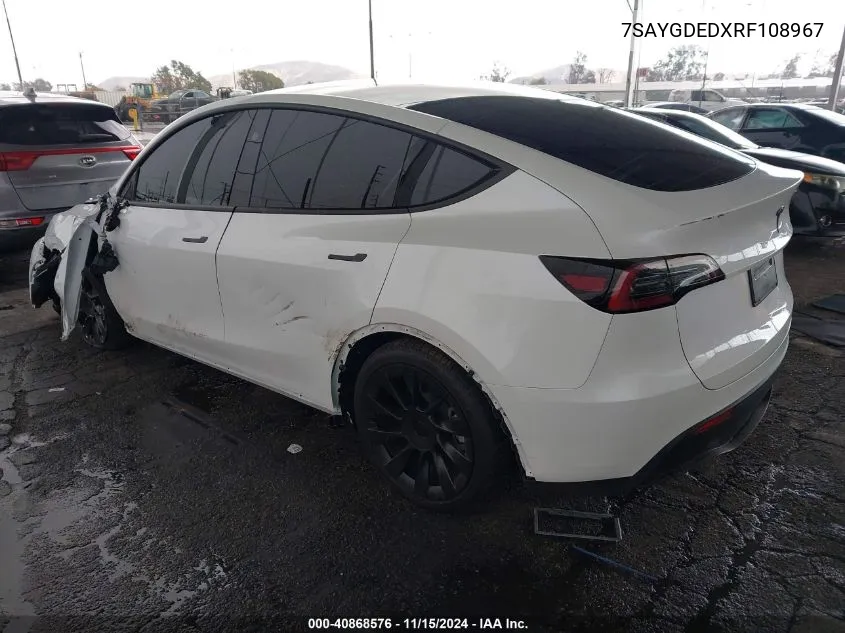 2024 Tesla Model Y Long Range Dual Motor All-Wheel Drive/Rwd VIN: 7SAYGDEDXRF108967 Lot: 40868576