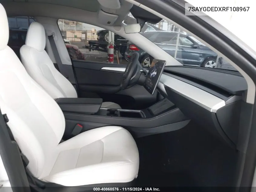 2024 Tesla Model Y Long Range Dual Motor All-Wheel Drive/Rwd VIN: 7SAYGDEDXRF108967 Lot: 40868576